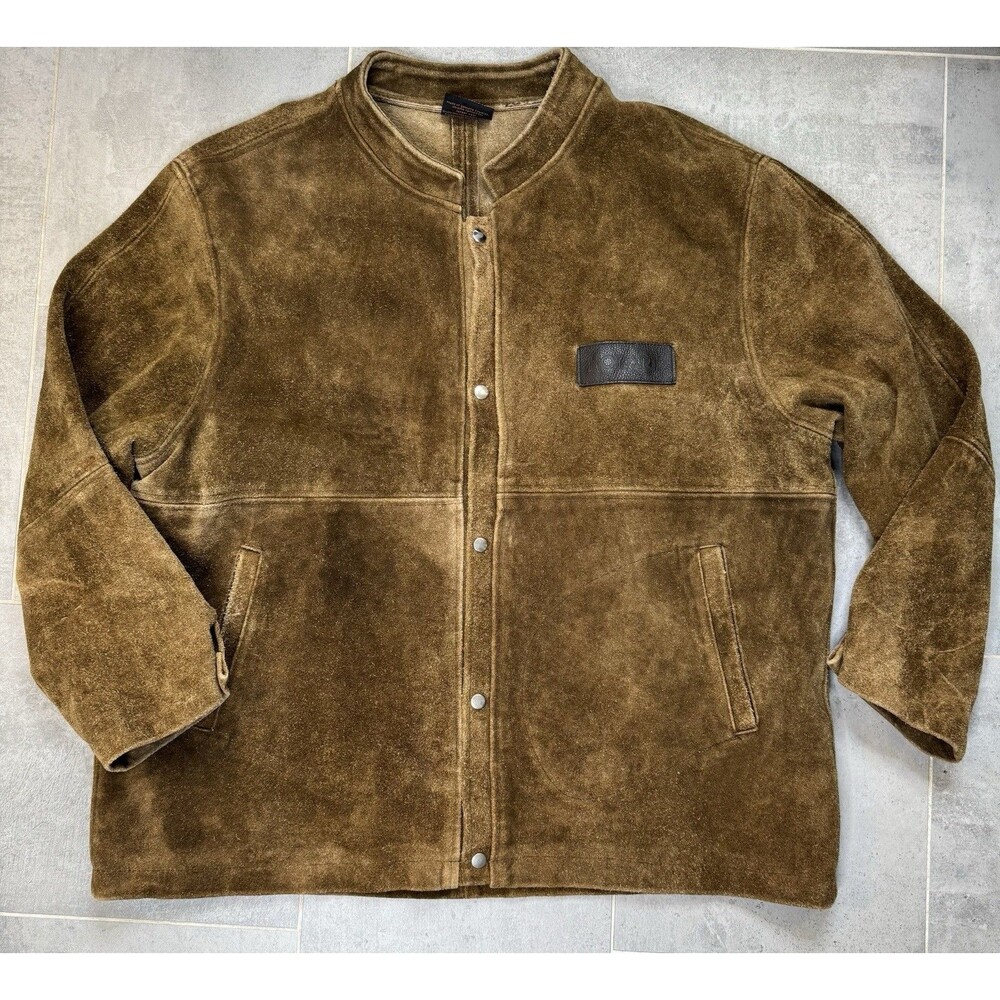 Hobart Leather Welding Jacket XL Brown Cowhide Heavyweight Work Coat GUC